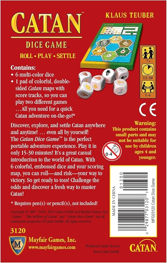 CATAN Dice Game - Portable Fun for On-the-Go Adventures! Strategy Game, Family Game for Kids and Adults, Ages 7+, 1-4 Players, 15-30 Minute Playtime, Made by CATAN Studio | Portable Fun for On-the-Go Adventures, Strategy Game, Family Game for Kids and ...