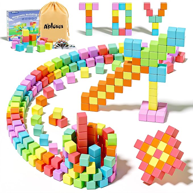Apluses Magnetic Blocks, Magnet Building Cubes for Kids Ages 3-5, STEM Educational Sensory Autism Montessori Preschool Toys, Gifts for Kids Ages 4-8 Year Old Boys and Girls