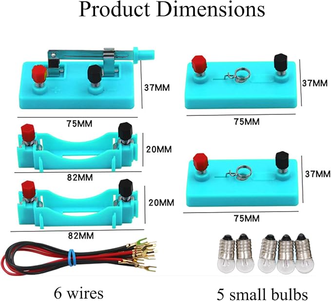 Kids Electric Circuit STEM Experiment Kit, Physics Learning Set for Series & Parallel Circuits, Teaching Supplies for Classroom & Homeschool Students