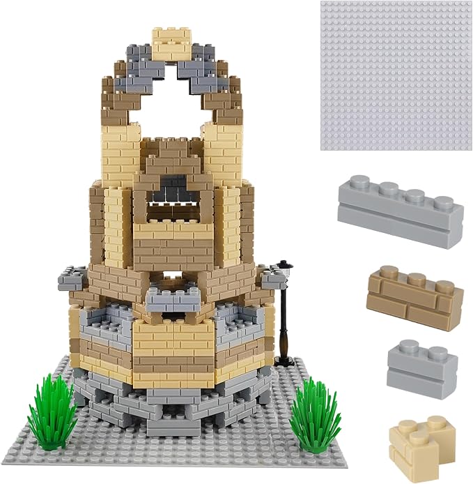 Masonry Profile Building Bricks Set, Building Blocks Includes Medium Building Brick Parts, Base Plate, Tall Streetlamp and Prickly Bushes Compatible with Major Brands Classic