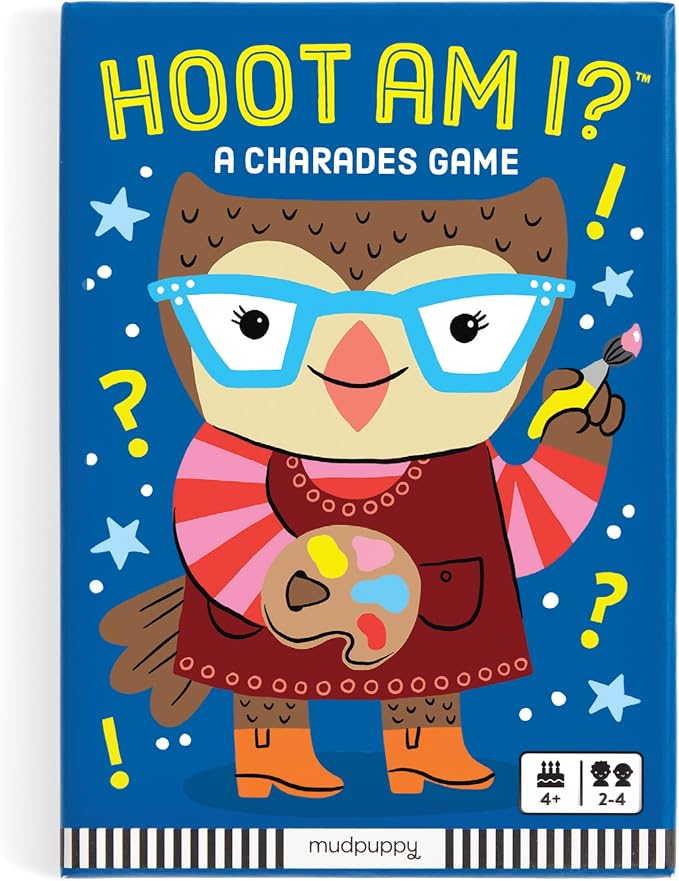 Mudpuppy - Hoot am I? Charades Card Games for Kids | Ages 4+, Easy Characters, Ideal for 3-4 Players, Cute Animal Themed, Family Fun, Screen-Free Play, FSC Certified