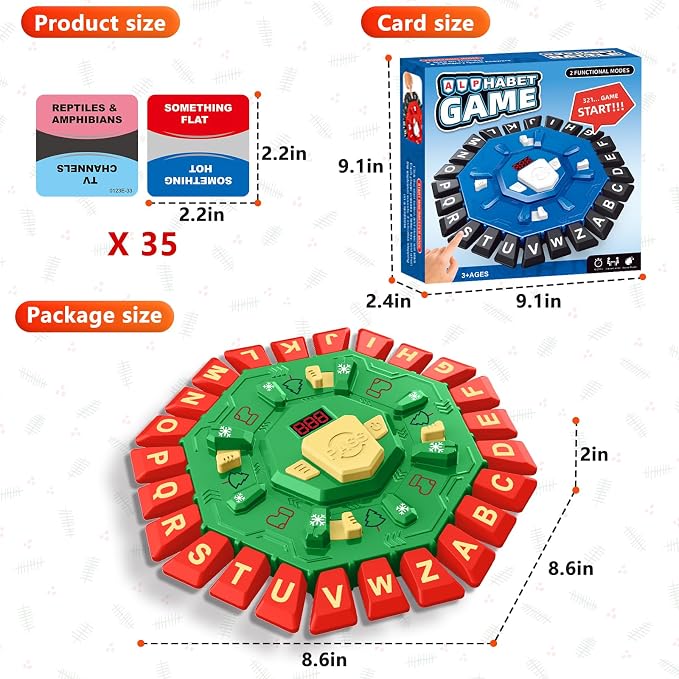 Word Game Family Board Game with Digital Display Timer for Kids and Adults | Fast-Paced 24-Letter Word Game with 2 Modes & 35 Cards for Family Game Nights and Parties, Ages 3 & Up, 2-8 Players