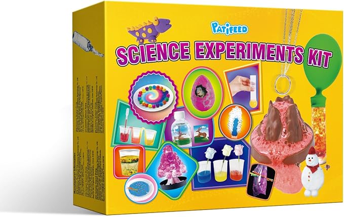PATIFEED 50+ Lab Experiment Science Kit for Kids Chemistry Set S.T.E.M Toys | Magic, Volcano, Crystal Growing, Hands-On Activities, Birthday Gifts for Boys Girls