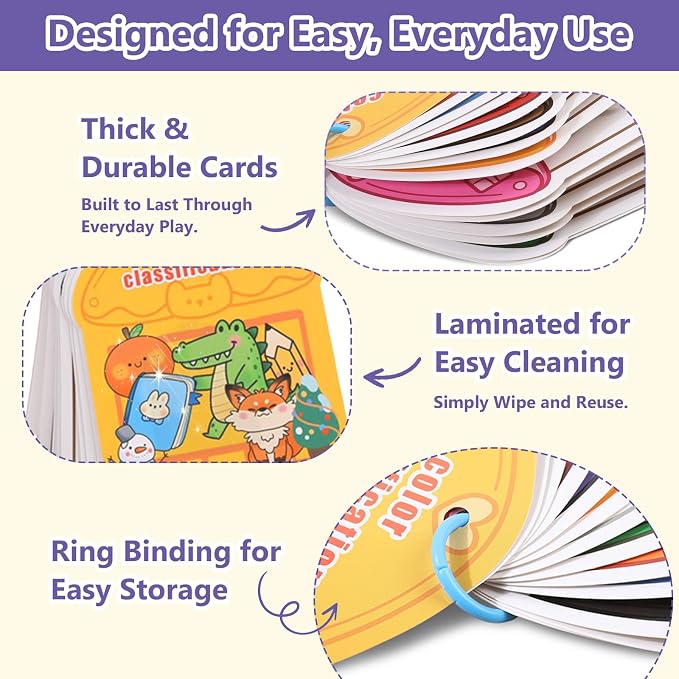 Color Sorting Montessori Busy Book for Toddlers Ages 3+, Educational Preschool Learning & Activity Books for Kids 3-5, Autism Sensory Fine Motor Skills Quiet Supplies with Matching Games