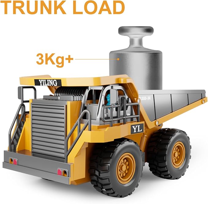 Dwi Dowellin Remote Control Dump Truck Toys for Boys 4-7,Construction Rc car with Lights/Sounds for Kids Age 8-12 Year Old,Ideal for Boys Age 3+