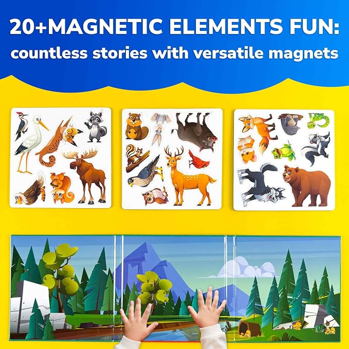 Travel Magnetic Puzzles for Toddlers 1-3 - 20+Pcs Toddler Puzzles Ages 2-4 | Forest Magnet Puzzles with Extra-Long Play Book - Strong Magnets for Car Activities - Travel Toys for Kids Ages 3-5