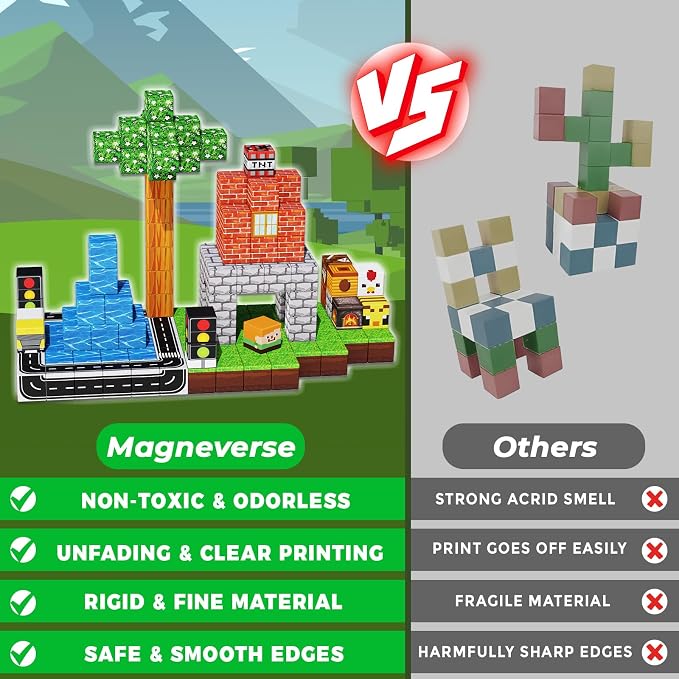 Magneverse 150 PCS Magnetic Blocks - Forest Magnetic Building Block for Kids Ages 4-8, Magnetic Cubes for Boys Girls, STEM Educational Stacking Magnet Toy for 3 4 5 6 7 8 9 10 11 12 Birthday Gifts