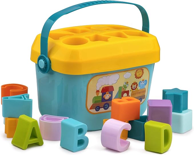 Playkidz Shape Sorter Baby and Toddler Toy, ABC and Shape Pieces, Sorting Shape Game, Developmental Toy for Children 18 Months+