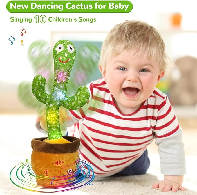 Emoin Talking Cactus Toy, Dancing Cactus Baby Toy | Mimicking Recording Repeating What You Say, Educational Interactive Baby Boys Girls Toys, Volume Adjustment