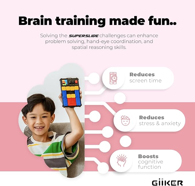 GiiKER Super Slide Puzzle Game, 500+ Challenges, STEM Toy for Ages 6+ | Handheld brain teaser for kids and teens, road trip activity, birthday gift