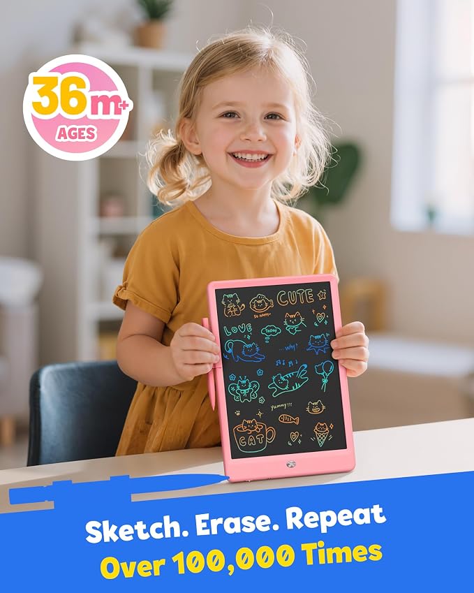 LCD Writing Tablet Doodle Board, 8.5inch Colorful Drawing Pad for Kids,Toys Gifts for 3 4 5 6 7 8 Year Old Girls Boys Pink