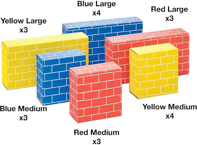 BB at Play Heavy Duty Kids Jumbo Cardboard Building Blocks, 20 PK | 10 Large and 10 Medium Stackabke Blocks, Easy To Assemble, Durable and Encourages Open Play for Kids and Families