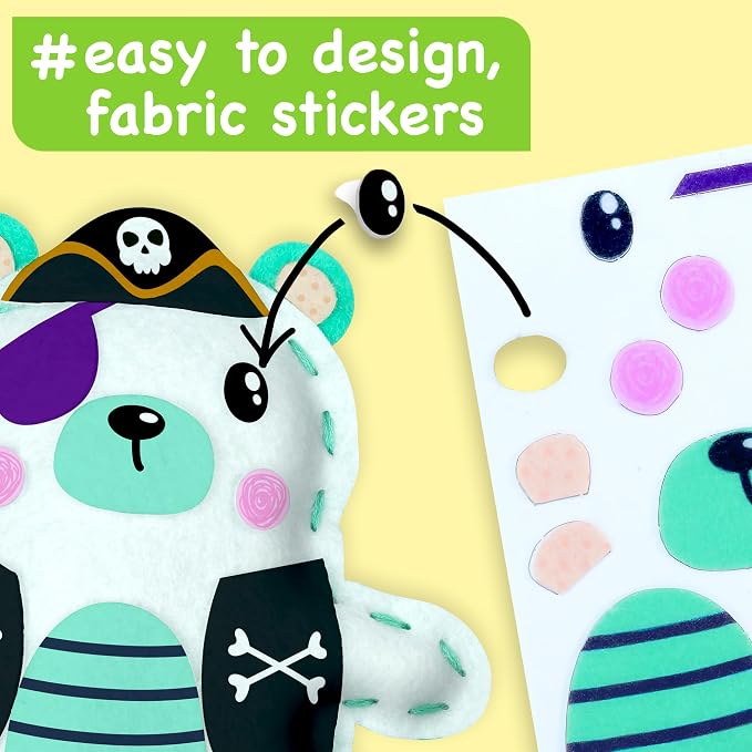 EZCRA Bear Sewing Kit for Kids Ages 4-8 - 4 Beginner Felt Projects | Animal Sewing Craft Kit for Boys and Girls. 4 Beginner DIY Felt Projects. No Mess Gift for Boys and Girls.