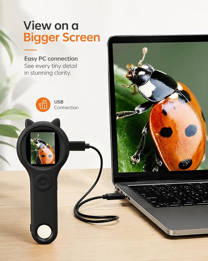 Digital Microscope for Kids School Projects, 500X Portable Microscope with 2" IPS Screen, STEM Science Tool for Kids Age 6-12 (Black)