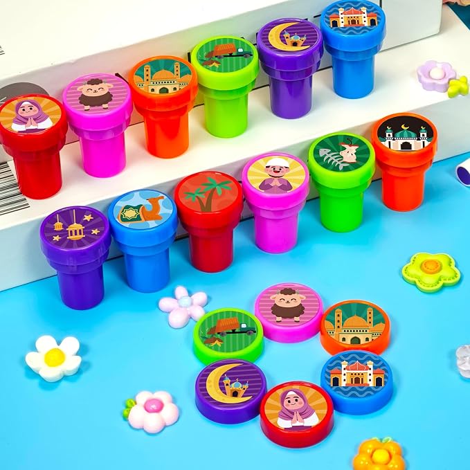 Cinrobiye 24 Pcs Ramadan Stampers Party Favor Set, Cute Islamic Theme Stamps for Kids Ramadan Celebration, Classroom Rewards, Eid Gifts, Goody Bag Fillers, Muslim Holiday Party Supplies