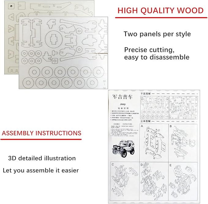 3D Wooden Car Puzzle, 6 Piece Set Wooden Car Brain Teaser Puzzles, DIY Assembly Build Model Kits, Wood Crafts STEM Gifts for for Adults & Teens Birthday Gifts Christmas