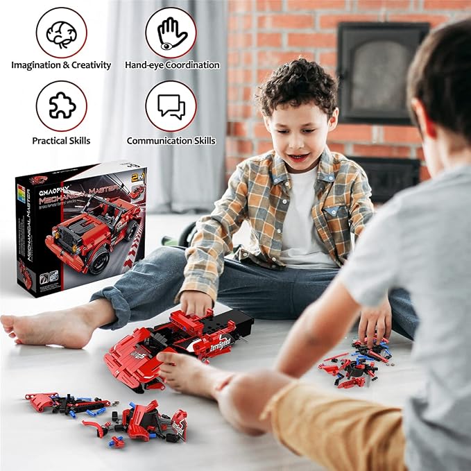 STEM Building Toys for Kids, Remote Control Racer Car Engineering Kits | 2 IN 1 Racecar Construction Toys, Early Learning Building Blocks, Christmas Birthday Gift for Boys Ages 6 7 8 9 10 11 12+