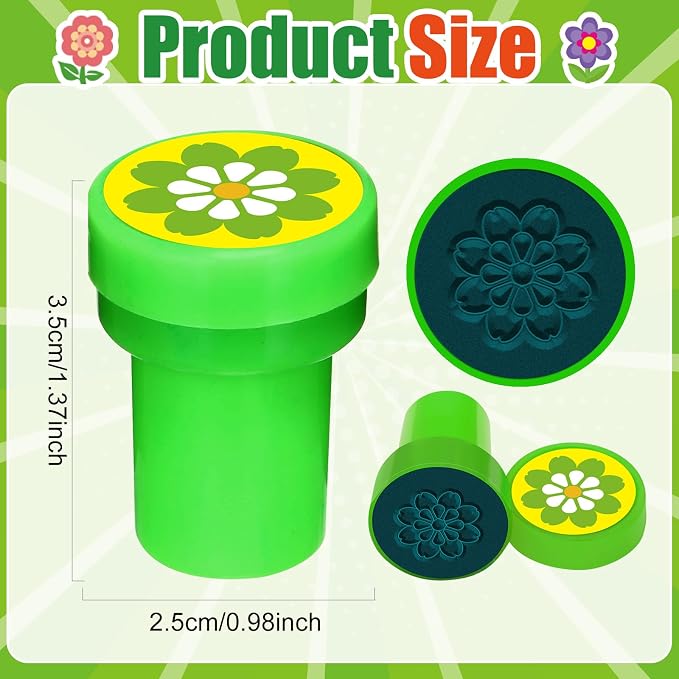 Cinrobiye 24 Pcs Flower Stampers Party Favor Set, Cute Floral Stamps for Kids Birthday Party, Classroom Rewards, Carnival Prizes, Goody Bag Fillers, Garden Floral Party Supplies