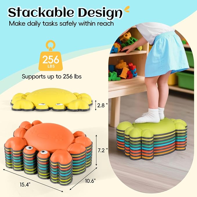 TOPNEW Stepping Stones for Kids, Non-Slip Balance Stepping Stones for Promoting Children's Coordination Skills, Toddler Stepping Stones Obstacle Course for Kids Age 3 4 5 6 7+