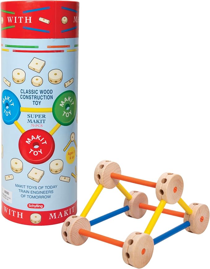 Schylling MKT Super Makit Classic Wood Construction Toy, 3+ years, 70-Pieces (1 EA)