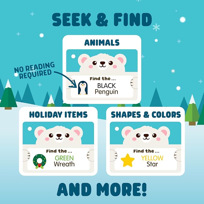 Chuckle & Roar Sensory Seek & Find Scavenger Hunt Plush Polar Bear | Game for Ages 3 and Up - Great On The Go Learning Toy for Toddlers