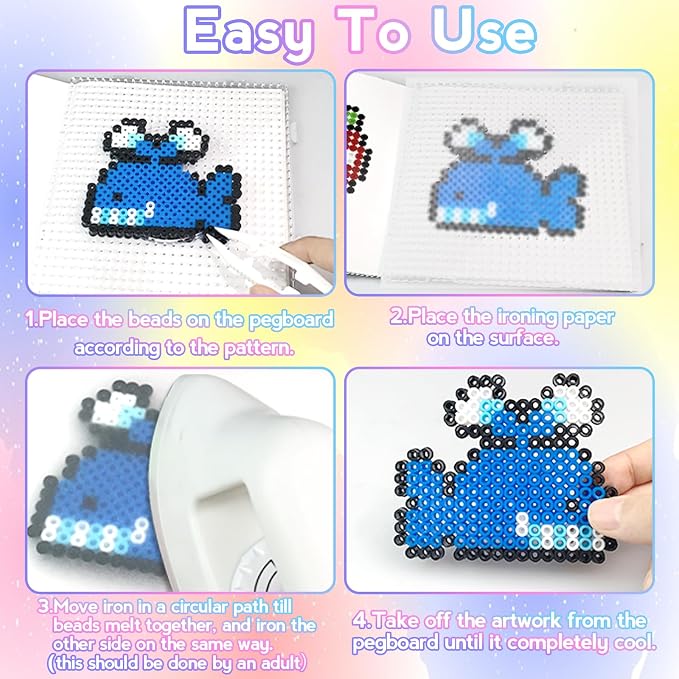 Fuse Beads Kit for Kids-11000 Beads,20 Colors 5mm Fuse Beads Set with Storage Box, Ironing Papers,Pegboards Booklet and Accessories,DIY Art Craft Toys Gifts for Girls & Boys Age 5+ Birthday Christmas