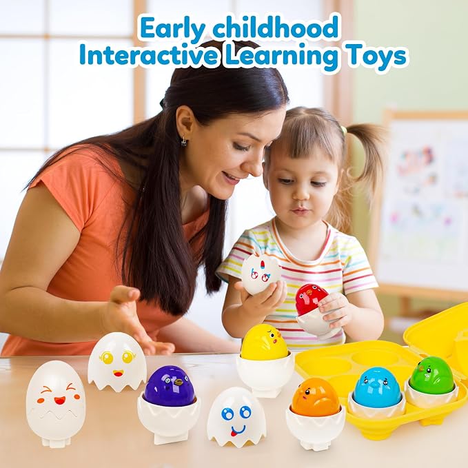 Egg Toddler Toys,Montessori Geometric Egg Shape Sorter Toys Preschool Learning Educational Color Sorting & Eggs Puzzles Matching Games Fine Motor Toy for Boys Girls Ages 1-3