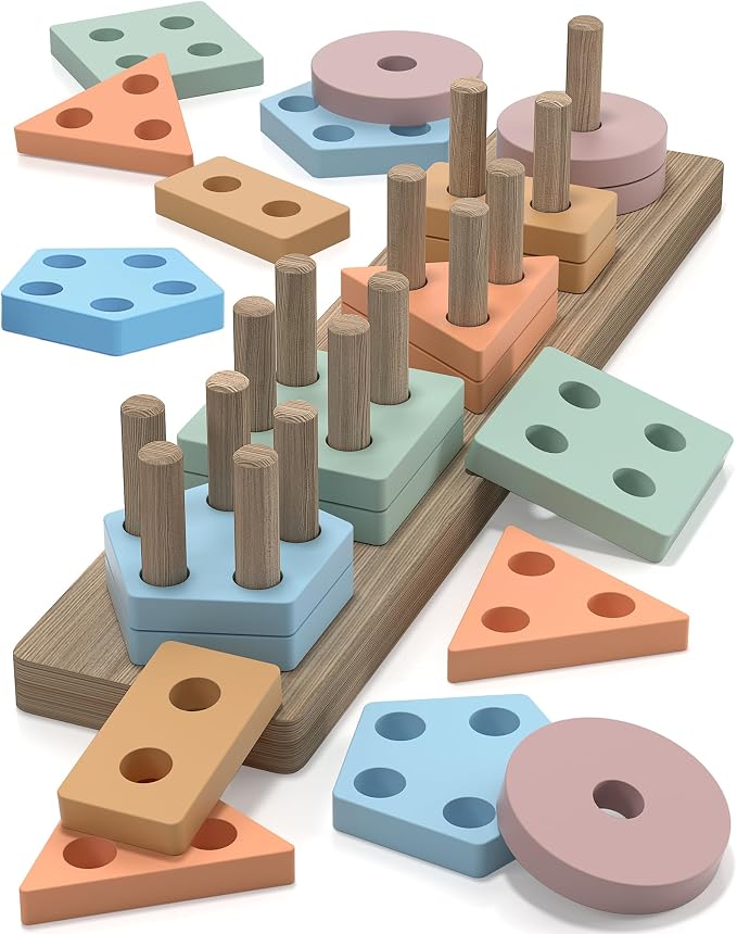 Zartores Montessori Toys for 1 2 Year Old Boys Girls Gifts, Toddler Toys | Wooden Shape Sorter Toy for Ages 2-4, Toddler Learning Toy, Wooden Puzzles, 1 2 3 Year Old Birthday Gift