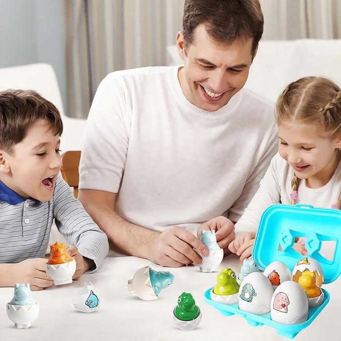 Tinabless Hide & Squeak Dinosaur Eggs, Montessori Sorting & Matching Learning Toys for Toddlers Kids Boys Girls, Easter Basket Stuffers Gifts Party Favors