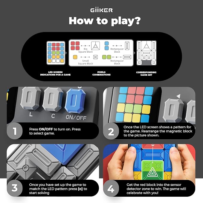 GiiKER Super Slide Puzzle Game, 500+ Challenges, STEM Toy for Ages 6+ | Handheld brain teaser for kids and teens, road trip activity, birthday gift