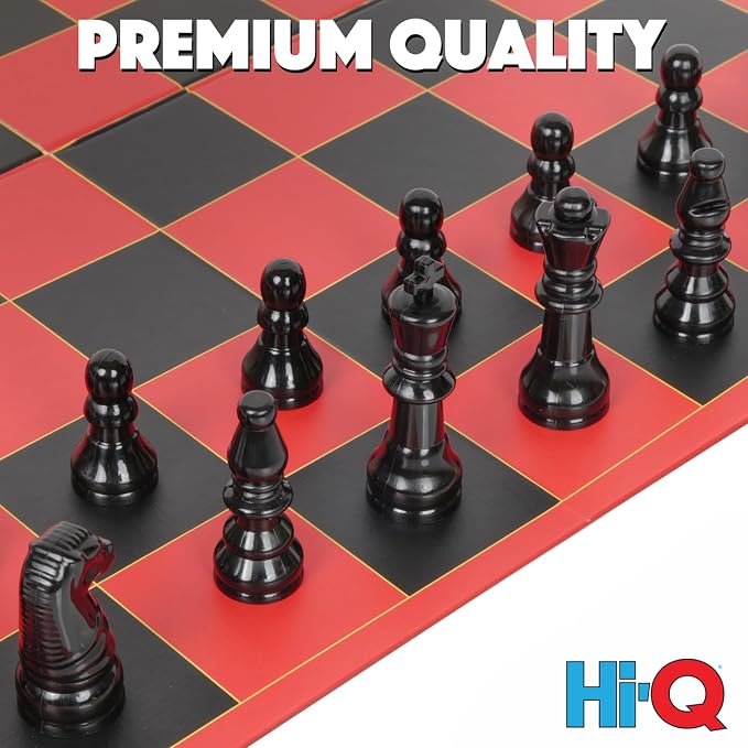 HI-Q Classic Chess Board Game – Educational Strategy Set for Kids, Adults & Beginners – Standard Style Pieces with Folding Board – Family Game Night