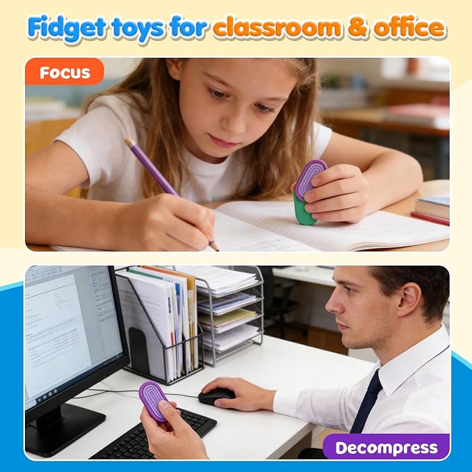 Fidget Sensory Toys for Kids- 6 Pack Textured Fidget Toys for Calming | Magnetic Sensory Toys for Students Stress Relief - ADHD Small Fidget Toys for Classroom Prizes