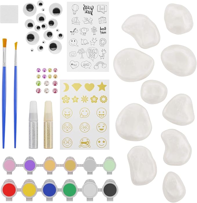 Rock Painting Kit for Kids - Arts and Crafts for Girls & Boys Ages 6-12 | Craft Kits Art Set - Supplies for Rocks Paint - Best Tween Gift Ideas for Kid Activities Age 6 7 8 9 10 11