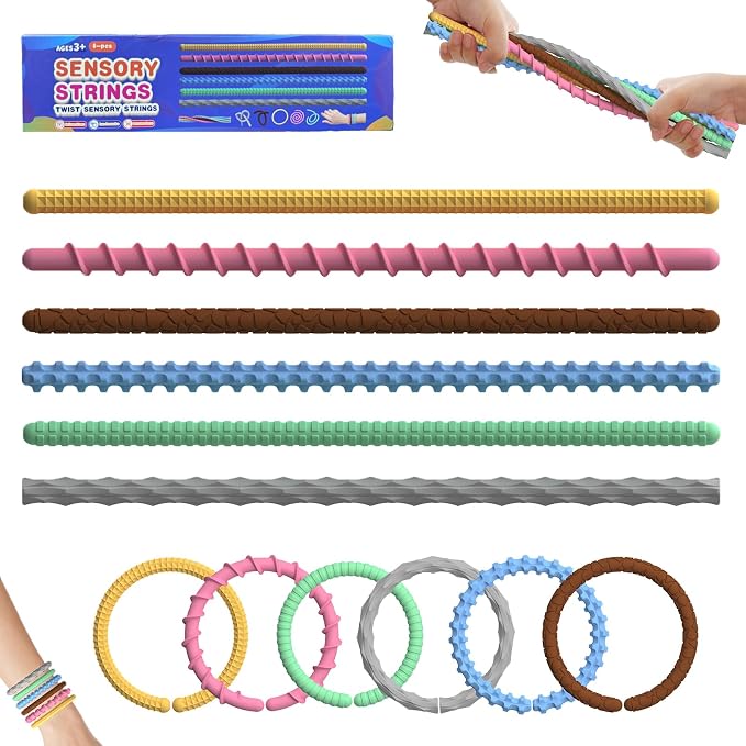 6 Pack Fidget Toys Sensory Sticks,Textured Sensory Toys for Autism,Imagination Sticks for Calming,Stress,Anxiety, ADHD & Autism Children Toddlers Boys Girls