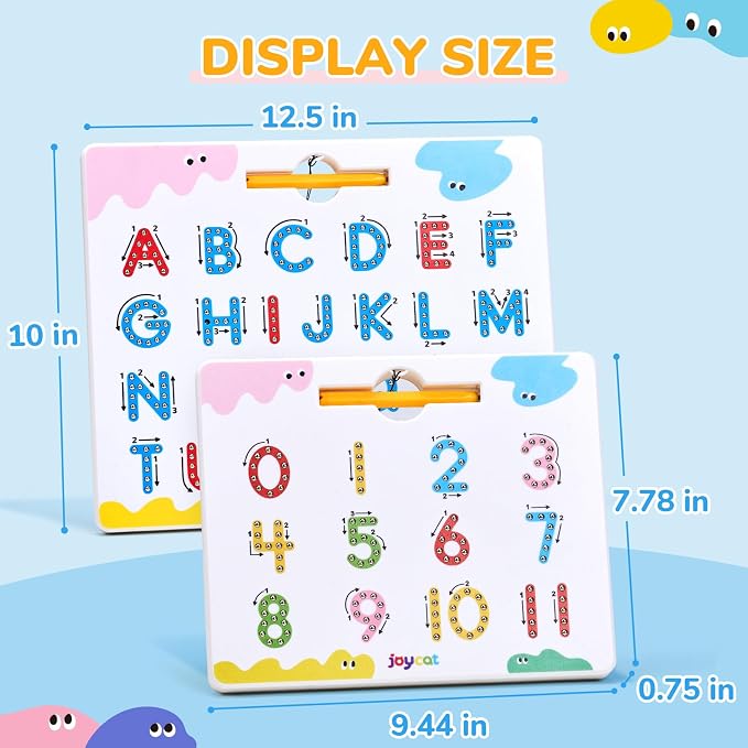 JoyCat Magnetic Letter and Number Tracing Board Set, ABC and Numbers 1-20 | Double-sided boards help toddlers practice uppercase/lowercase ABCs, numbers and math; preschool educational gift for kids.