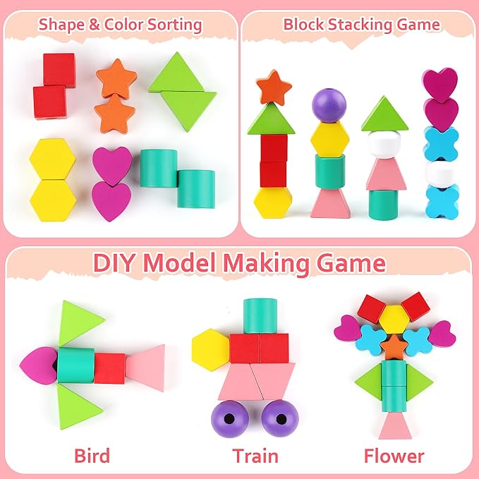 Vinlon Montessori Toys for Toddlers 2 3 4 Years Old -Princess Unicorn Fairy Mermaid Shapes Sorting Stacking Vivid Colors, Early Learning Educational Toys Easter Basket Stuffers Valentine's Day Gift