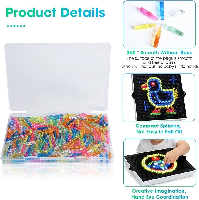 Refill Pegs for Use with Creative Light Up Board, 280 Pcs of Glowing Pegs, Light Up Drawing Board Accessories, 6 Colors, Creative Game Toys, Puzzle Learning Toys, Light Bright Toys for Kids Aged 4 +