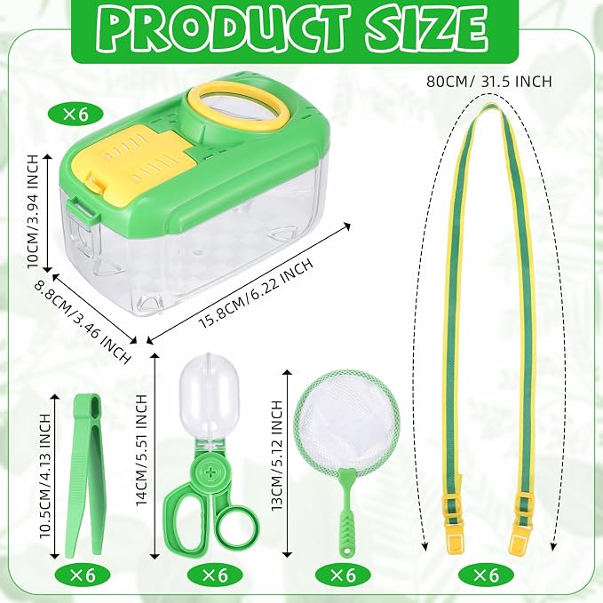 Halloscume 6 Sets Bug Catcher for Kids Insect Catching Kit, Green