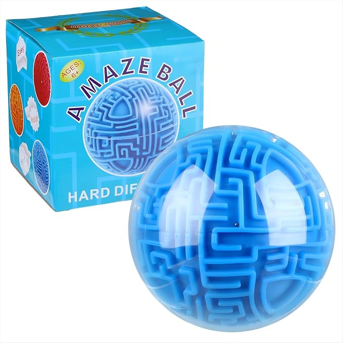 Sratte 3D Maze Ball - Gravity-Based Brain Teaser Puzzle Game Toy for Kids Teens Adults, Back to School Screen-Free Travel STEM Toy for Road Trips, Hard Challenge Birthday Gifts