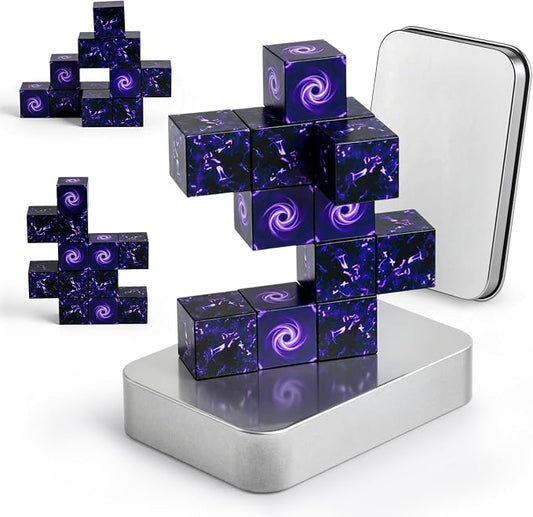 3 otters 12PCS Magnetic Blocks, with a Storage Box, Portal | Pocket-Sized, Travel Magnet Cubes, STEM Toy for Toddler Gifts, Car Trips, Airplane Travel, Preschool Learning