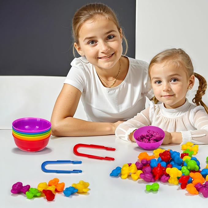 Pairez Toys Counting Toy for Toddlers, 60 Koala Counters with Sorting Bowls | Color Sorting Matching Game, Math Manipulatives, Preschool Homeschool & Classroom Early Learning Supplies, Kids Sensory Toys