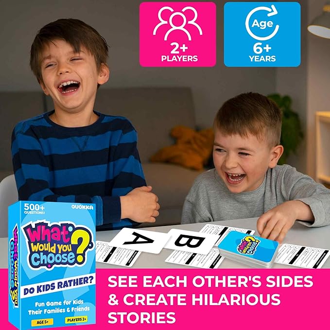 Board Games for Kids 8-12 – Family Games for Kids and Adults for Family Night – What Would You Choose – 500+ Questions – Fun Travel Learning Trivia Cards for 5-7 - Boardgames for Teens 9-10 Years Old