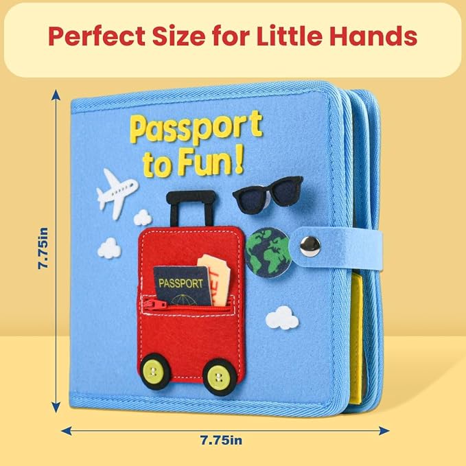 Busy Book for 1 Year Old – Montessori Busy Book for Toddlers 1–3 – Passport to Fun Travel Activity Book