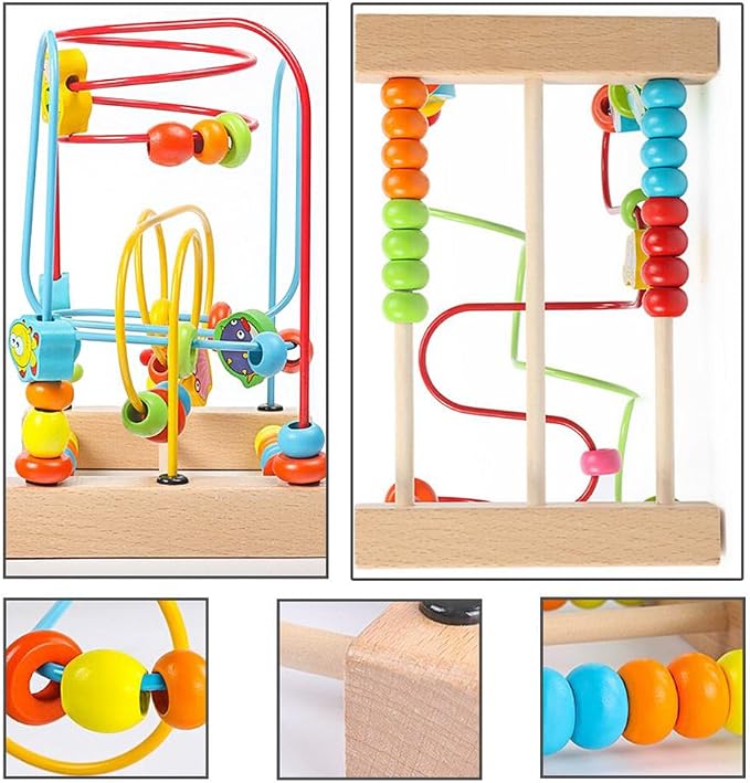 Timy First Bead Maze Roller Coaster | Wooden Educational Circle Toy for Toddlers
