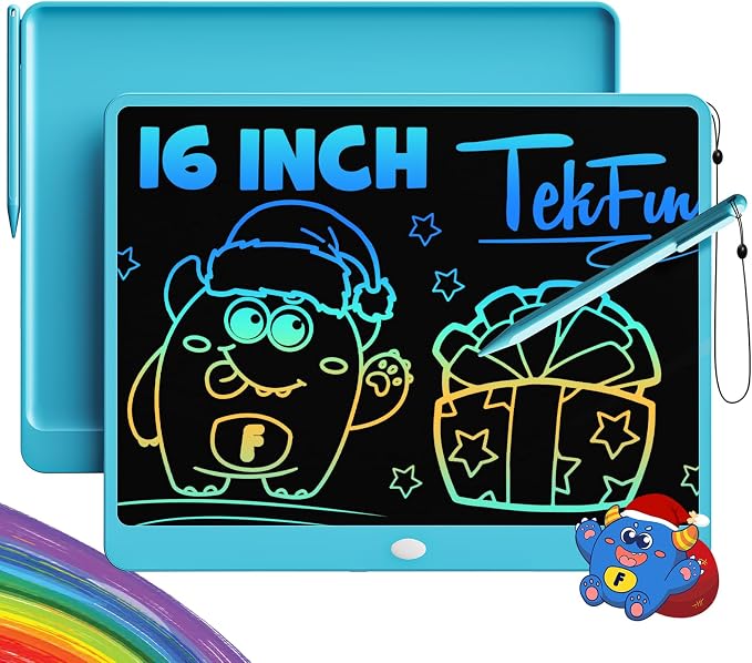 LCD Writing Tablet for Adults, Large Doodle Board, 16 Inch Colorful Drawing Tablet Writing Pad, Toddler Toys for 3 4 5 6 7 8 9 Year Old Girls Boys Teen, Birthday Gifts for Kids (Blue)