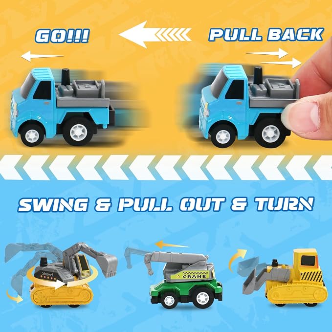 Fajiabao 18 PCS Pull Back Toy Cars for Toddlers | Mini Toy Trucks and Vehicles Set for Kids Party Favors Pinata Stuffers Goodie Bag Fillers Birthday Gifts for Boys and Girls
