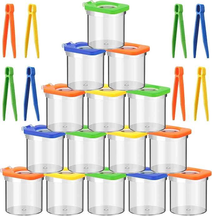 Halloscume 24 Pack Insect Bug Viewer Kit for Kids with Tweezers Explorer Outdoor Set Bug Catcher Containers for Insects Magnifying Insect Box Observation Kit for Science Nature Exploration Collecting