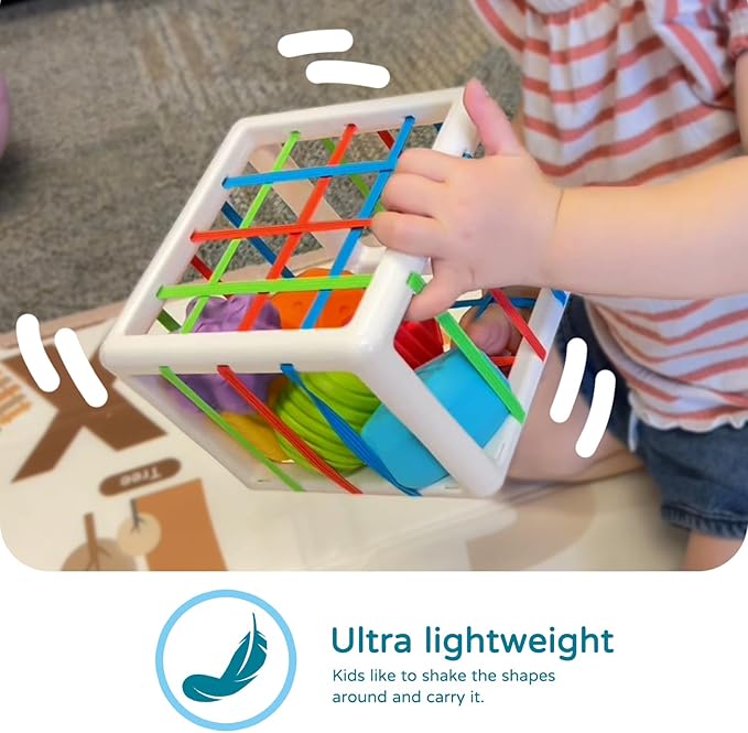LiKee Montessori Activity Cube Toy, Sensory Shapes for Baby 12M+