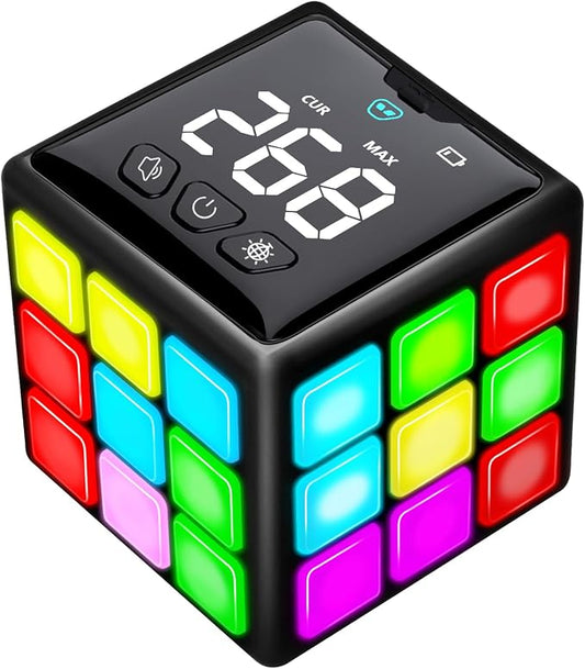 Xinbeiya Rechargeable Handheld Cube with Games, 15 Fun Brain & Memory Games | Christmas Easter Birthday Gifts for Boys and Girls Ages 6-12+ Years Old with Score Screen, Toy Gifts for Kids, Black