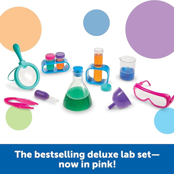Learning Resources Primary Science Lab Set, Pink | Experimentation and Observation for Kids, STEM Projects, Science Kits, Pretend Play Scientists, Toddler Chemistry Toy
